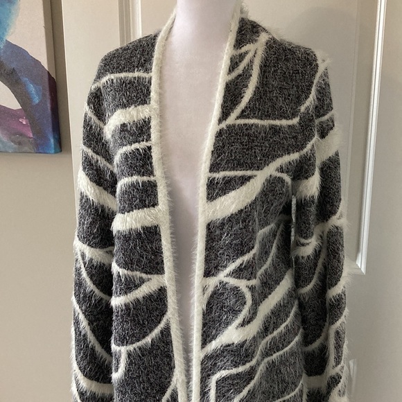 Alfani small open long cardigan black and white - Picture 2 of 14